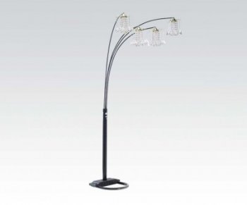 03730 Chandelier Floor Lamp in Metal/Crystalline by Acme [AML-03730BK]