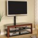 Warm Medium Walnut Finish Modern TV Stand w/Bracket & Shelves