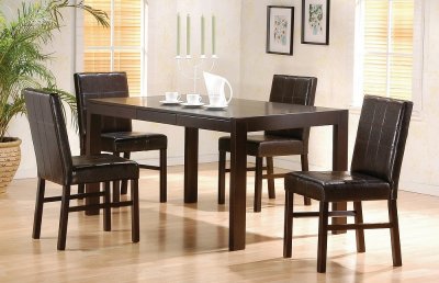 Dark Cappuccino Parson Table W/Side Drawers and Optional Chairs