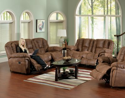 Tanner Faux Leather Contour Reclining Sofa & Loveseat Set