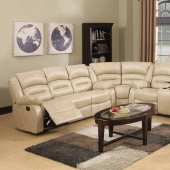 9173/9243 Reclining Sectional Sofa in Cream Bonded Leather