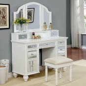 Tracy Vanity Table w/Stool CM-DK6162 in White & Mirror