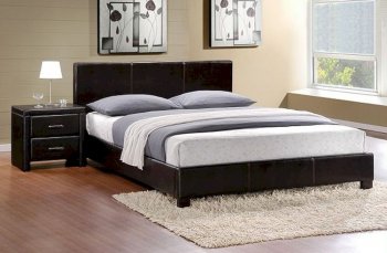 Zoey Platform Bed in Dark Brown Bi-Cast w/Optional Nightstands [HEBS-5790 Zoey]