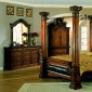 Cherry Finish Traditional Bedroom W/Leather Details & Posters