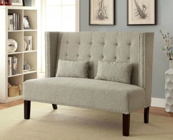 Amora Accent Loveseat Bench CM-BN6226 in Beige Fabrc [FAS-CM-BN6226BG-Amora Beige]