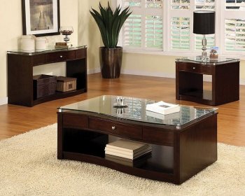 CM4780 Pierce Coffee Table in Brown Cherry w/Glass Top & Options [FACT-CM4780 Pierce]