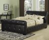 304240 Upholstered Sleigh Bed by Coaster in Black Faux Leather