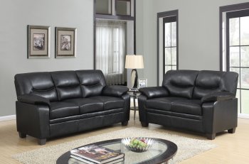 U880028 Sofa & Loveseat in Black PU by Global w/Options [GFS-U880028-BL]