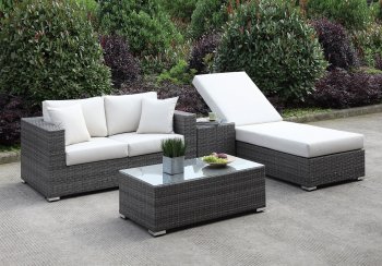 Somani CM-OS2128-23 4 Pc Outdoor Patio Set in Ivory & Gray [FAOUT-CM-OS2128-23-Somani]