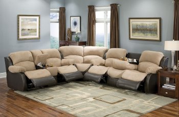 Two-Tone Transitional Reclining Sectional w/Storage Armrest [HLSS-U710]