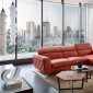 S266 Sectional Sofa in Orange Leather by Beverly Hills