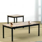 Black Metal Base & Faux Marble Top Modern 3Pc Coffee Table Set