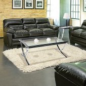 Black Bonded Leather Transitional Living Room w/Solid Wood Feet