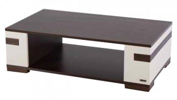 Brown & White Wooden Modern Rectangle Coffee Table w/Shelf [IKCT-MOON-RECTANGLE]