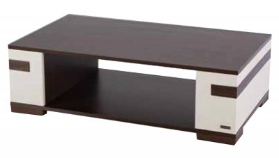 Brown & White Wooden Modern Rectangle Coffee Table w/Shelf