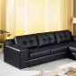 Jade Sectional Sofa in Black Leather w/Tufted Cushions