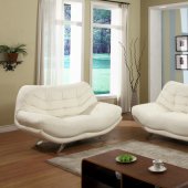 Beige Full Bonded Leather Modern Sofa w/Optional Loveseat