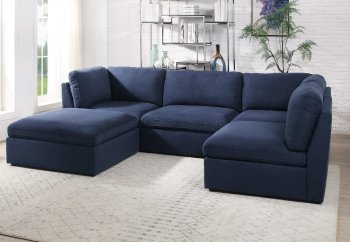 Crosby Modular Sectional Sofa 56035 in Blue Fabric by Acme [AMSS-56035 Crosby]