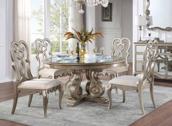 Esteban Dining Table 62210 in Champagne by Acme w/Options [AMDS-62210 Esteban]