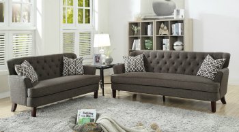 F6527 Sofa & Loveseat Set in Ash Black Fabric by Boss [PXS-F6527 Ash Black]