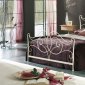 Cream Finish Metal Frame Contemporary Bed