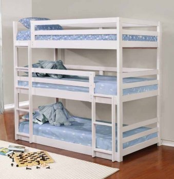 401302 Triple Twin Bunk Bed in White by Coaster [CRKB-401302]