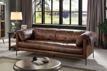 Jaron Sofa in Mocha Top Grain Leather by Acme w/Options [AMS-LV02980 Jaron]