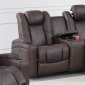 F86326 Power Recliner Sofa in Dark Brown Leatherette by Poundex