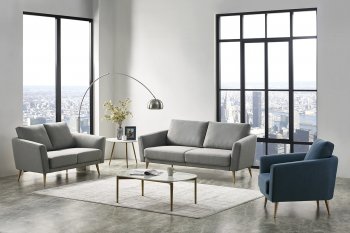 Benham Sofa Set 3Pc in Grey & Blue Fabric by VIG [VGS-Benham Grey Blue]