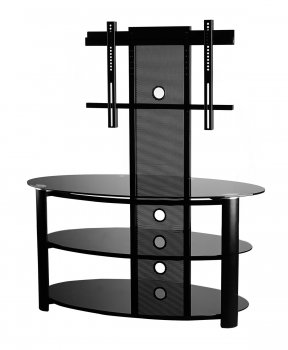 Black Glass and Metal Modern TV Stand w/Shelves [NSTV-411001]