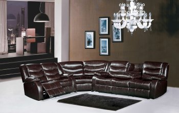 Gramercy 644 Motion Sectional Sofa in Brown Bonded Leather [MRSS-644BR Gramercy]