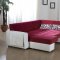 Two-Tone Pink & White Convertible Sectional Sofa w/Storage