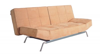 Beige Fabric or Black, White or Red Leatherette Sleeper Sofa