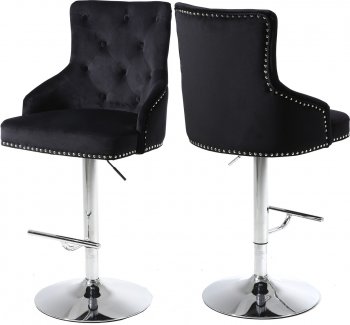 Claude Stool 709 Set of 2 in Black Velvet Fabric by Meridian [MRBA-709 Claude Black]