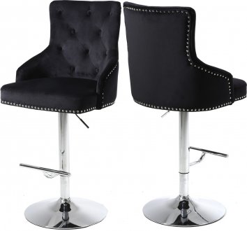 Claude Stool 709 Set of 2 in Black Velvet Fabric by Meridian