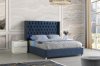 Classic Upholstered Bed B101 in Navy Blue Fabric