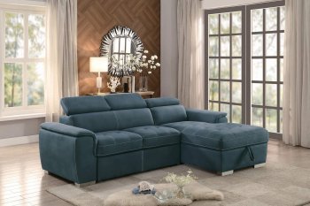 Ferriday Sectional Sofa 8228BU in Blue Fabric by Homelegance [HESS-8228BU Ferriday]