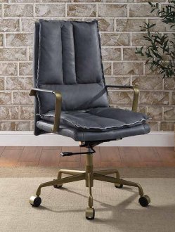 Tinzud Office Chair 93165 in Gray Top Grain Leather by Acme