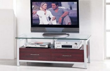 Mahogany Finish Contemporary Tv Stand With Two Drawers [AETV-T800 Mahogany]