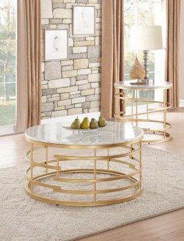 Brassica Coffee & 2 End Table 3608-01 in Gold by Homelegance [HECT-3608-01-Brassica]