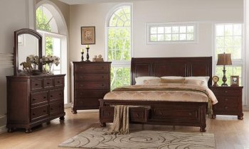 Begonia Bedroom Set 5Pc 1718NC in Cherry by Homelegance [HEBS-1718NC-Begonia Set]