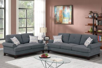 F8840 Sofa & Loveseat Set in Gray Chenille Fabric by Poundex [PXS-F8840]