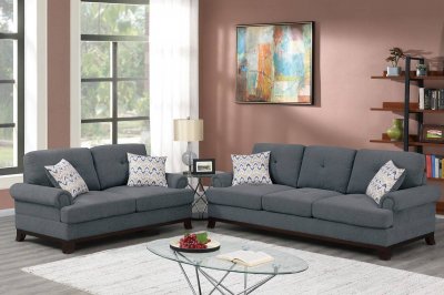 F8840 Sofa & Loveseat Set in Gray Chenille Fabric by Poundex