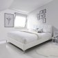 Leona Upholstered Platform Bed in White by J&M