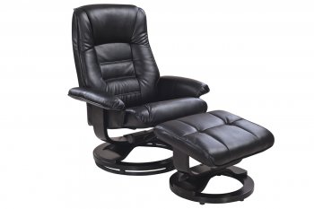 Savuage Black Bonded Leather Modern Recliner Chair w/Ottoman [CHFRC-EC-25960]