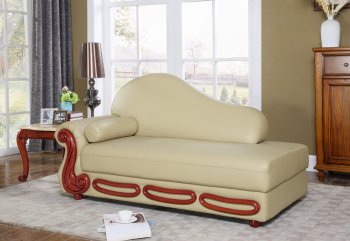 Bella Chaise 632 in Khaki Bonded Leather by Meridian [MRCL-632KH Bella]