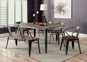 Cooper Dining Set CM3529GY in Gray Metal & Natural Elm w/Options [FADS-CM3529GY-T-Cooper I Gray]