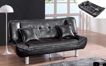 Walnut Faux Leather Stylish Contemporary Sofa Bed [AESB-005 Walnut]