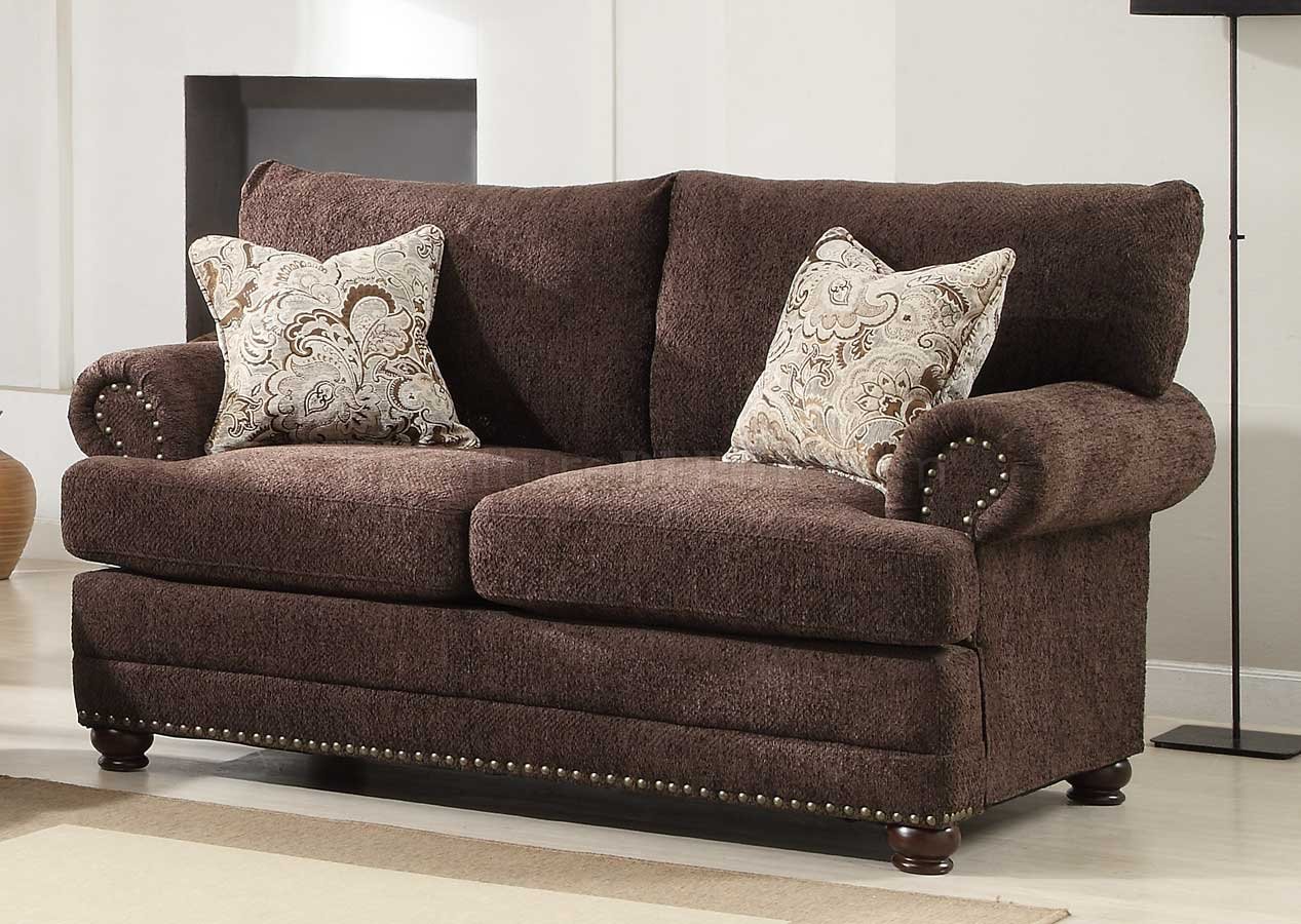 Elena 9729 Sofa by Homelegance in Chocolate Fabric w/Options