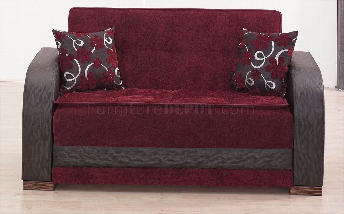 ✓ Barato Fabric Convertible Sofa Bed, Burgundy by Casamode